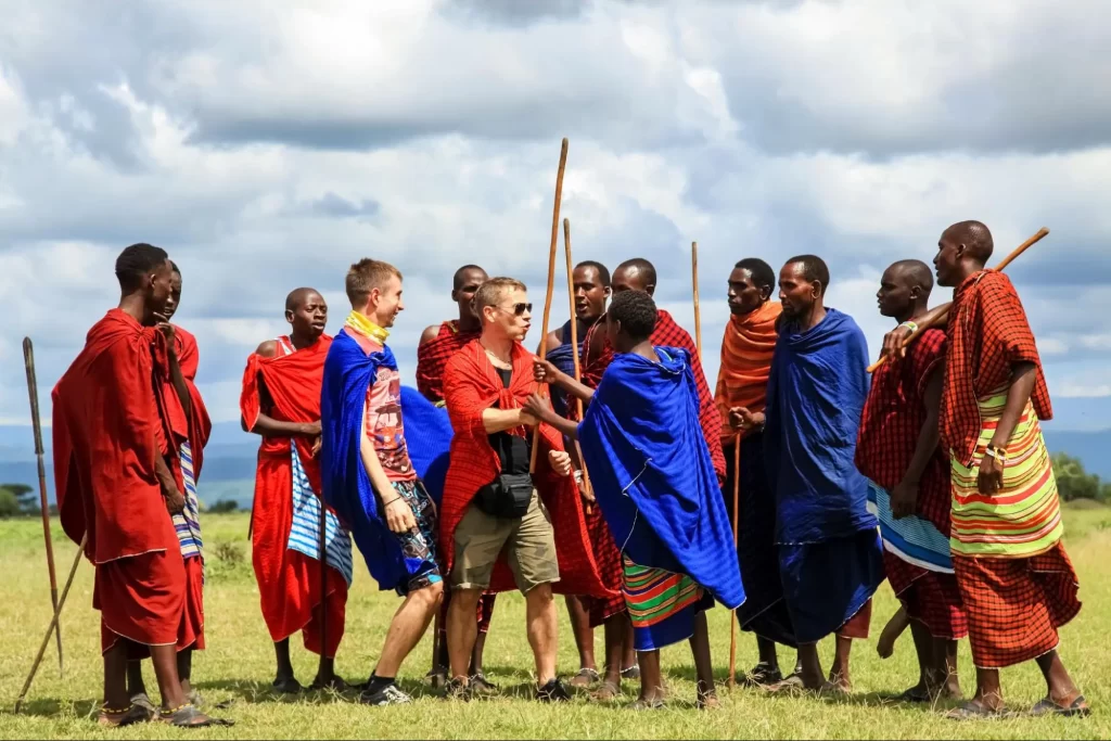 Our client during a cultural visit to the Maasai people village.