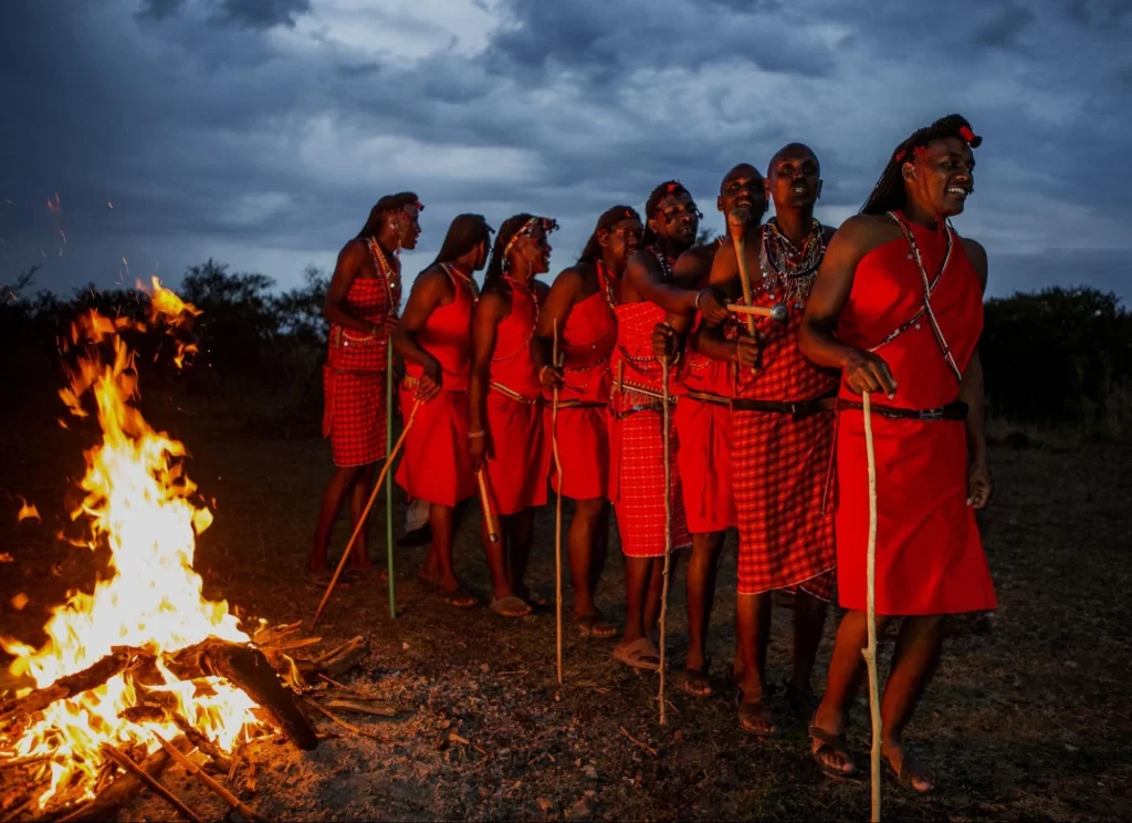 The Masai Tribe dancing in Masai mara kenya
