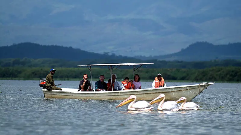 Boat safari on Lake Naivasha with wildlife sightings and scenic views