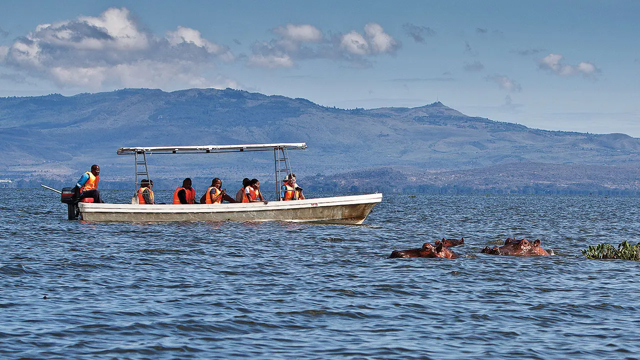 Boat rides along lake Naivasha with wildlife sightings