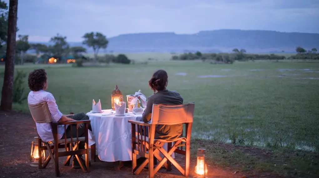 A safari dining experience at Governors Camp